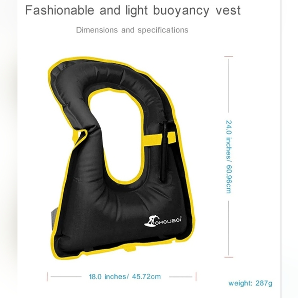 Inflatable Snorkel Vest NEON BLUE / AQUA - Picture 7 of 9